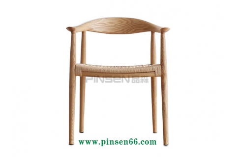 簡約原木色實(shí)木藤藝餐椅