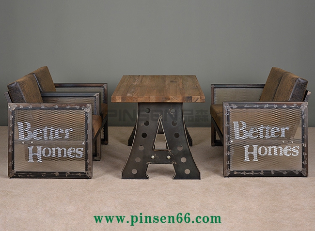復(fù)古工業(yè)風(fēng)鐵藝沙發(fā)酒吧咖啡廳餐桌椅卡座沙發(fā) 復(fù)古工業(yè)風(fēng)鐵藝卡座沙發(fā)