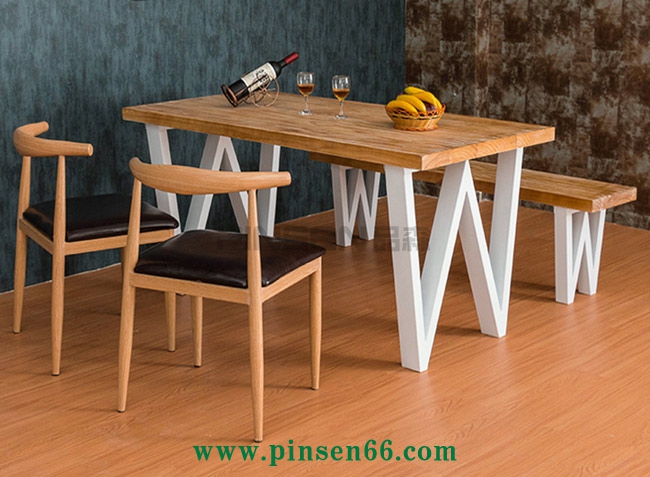 美式復古loft桌椅 鐵藝加固西餐廳餐桌椅定制