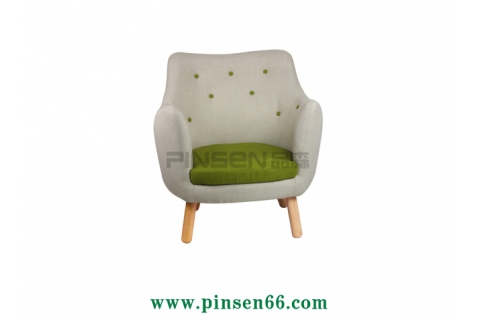 實木椅腳布藝軟包單人沙發(fā)卡座