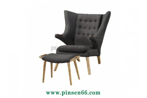 實木布藝配套躺椅單人沙發(fā)卡座