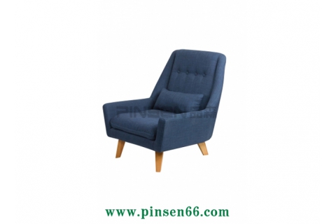 實木布藝靠墊單人沙發(fā)卡座