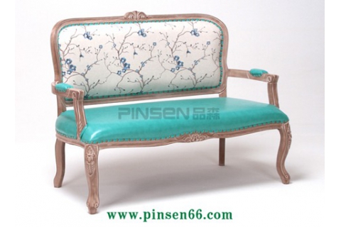 歐式實木花紋軟包主題餐廳卡座沙發(fā)